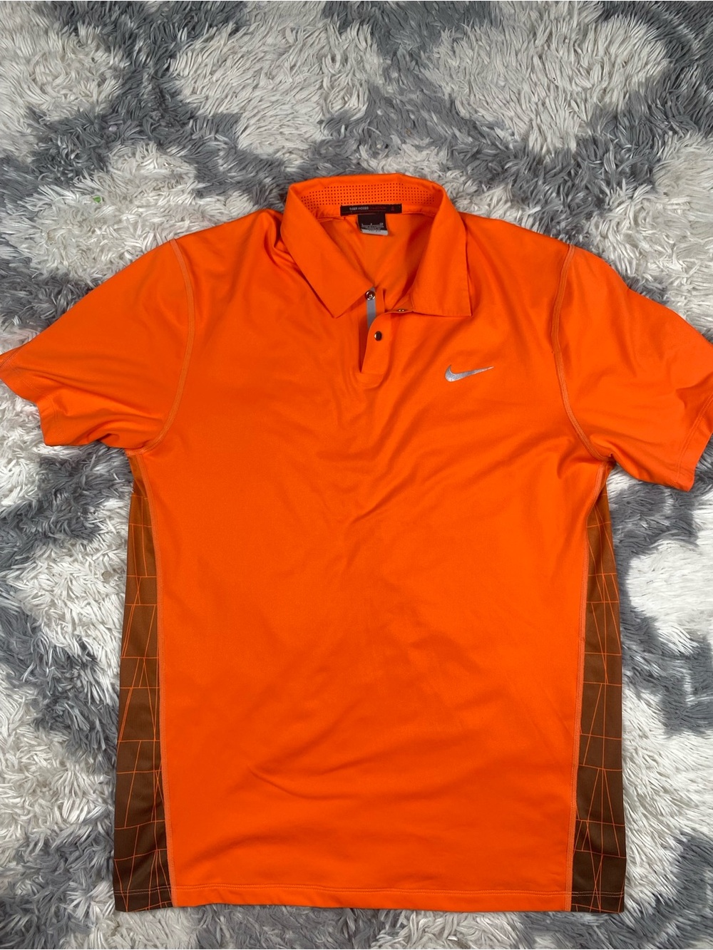 Nike Polo Shirt Mens Small Orange Tiger Woods Collection Dri-FIT Golf 518102-805